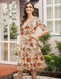 Vintage Cocktail Floral A Line Dress