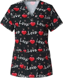 Valentine’s Day V-Neck Nurse Fashion Top Women