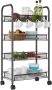 4 Tier Metal Mesh Rolling Cart￼