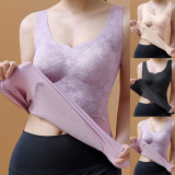 Women Sleeveless Thermal Shirts V Neck Fleece Thermal Underwear