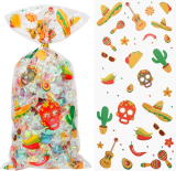  100pcs Mexican Cellophane Treat Bags , Cinco De Mayo Goodie Bags￼
