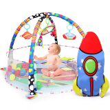 Jumbo Baby Activity Gym Folding Baby Play Gym Play Mat with Ball Pit & Hanging Mobiles,￼