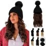  Beanie Hat with Hair Attached￼