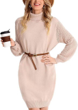  Women Oversize Turtleneck Sweater Dress￼