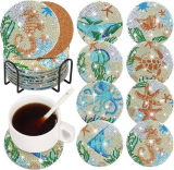 8Pcs Sea Creature Diamond Painting Coaster Set￼
