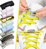  2 Pcs Lace-Free Metal Magnetic No Tie Elastic Buckle Shoelace￼