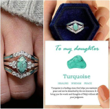  3 Pcs Silver Natural Gemstone Diamond Ring Set￼