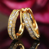 1 Pairs Diamond Hoop Earrings￼