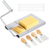 Stainless Steel Cheese Slicer Cutter with 4 Cheese Knives Set and 5 Replacement Wires￼