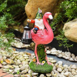  Garden Funny Gnome Statues Flamingo Decorations Solar Lantern Outdoor Garden Decor￼