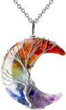 Moon Crystals Pendant Necklace for Women Men￼