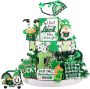 15 Pcs St. Patrick’s Day Tray Decor Set Irish Theme Shamrock Truck Gnome Wood 