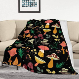  Soft Flannel Fleece Lightweight Mushrooms Throw Blanket￼