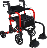  2 in 1 Rollator Walker with Seat & Transport Wheelchair￼