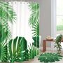 2 Pcs Bathroom Sets with Shower Curtain and Rugs,￼