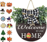  Welcome Sign Front Door w/ Interchangeable Holiday Icons￼