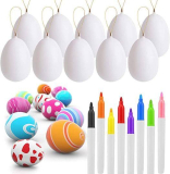  30 Pcs White Blank Easter Eggs with 8 Pens￼