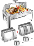  Rectangular Roll Top Chafing Dish Buffet Set￼