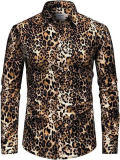 Men Leopard Button Down Shirts￼