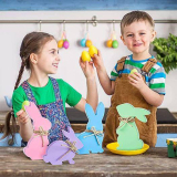 4PCS Easter Bunny Decor Wooden Rabbit