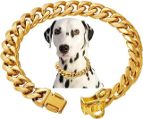 Stainless Steel Dog Chain Cuban Collar Gold Color Metal Dog Chain Collar Cuban Link￼