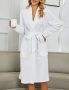Women Robes Waffle Knit Kimono Bathrobe Knee Length Soft Sleepwear Ladies Loungewear