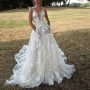  Women Elegant Lace Bridal Dress￼