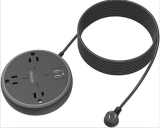  15 ft Flat Plug Power Strip with 3 Widely Spaced Outlets 2 USB Ports￼