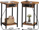  Set of 2 Side Tables with USB Ports and Outlets￼