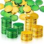  50 Pieces Plastic Gold Coins Shamrock Lucky Coins for St Patricks Day￼