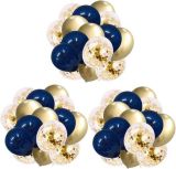 60pcs 12in Navy Gold Confetti Metallic Chrome Balloons￼