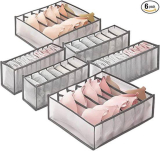  6 Pieces Fabric Foldable Closet Clothing Dividers and Storage Bins￼