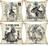 Easter Pillow Covers 18×18 inch Set of 4 Vintage Farmhouse Bunny Throw Pillow Covers Easter Decorative￼