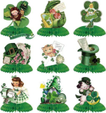 Shamrock Honeycomb Decorations,St Patricks Day Centerpiece,9 Pieces St