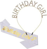  Birthday Girl Sash & Birthday Headband Set￼