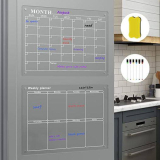 2 Pcs Acrylic Magnetic Dry Erase Board Calendar￼