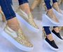  Women Sequin Glitter Slip on Sneakers￼