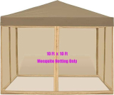  4 Panel Canopy Screen Wall Mesh Sidewall Net for 10’ x 10’ Patio Canopy and Tent (only Netting)￼