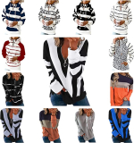 Fall Sweatshirts for Women 2022 Casual Zip Up Hooded Long Sleeve Sweatshirts Fashion Striped Printed Sweatshirt